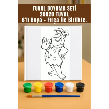 Fred Çakmaktaş | Taş Devri | Tuval Seti – Atölye Etkinlik 20x20 Tuval (6’lı Boya + Fırça Dahil)