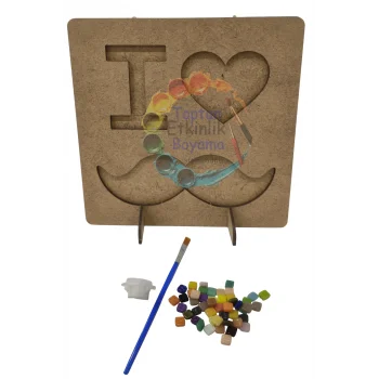 I Love Baba Mozaik Yapma Seti – Babalar Günü Özel | MDF Mozaik Baz + Mozaik Taş Seti
