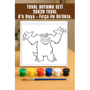 James Temalı Tuval Seti | Sevimli Canavarlar | Atölye Etkinlik 20x20 Tuval (6’lı Boya + Fırça Dahil)