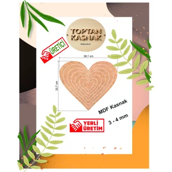 Kalp Şeklinde MDF Kasnak Seti - 4 mm
