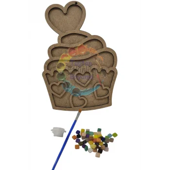 Kalpli Pasta Mozaik Baz + Mozaik Taş Seti – Çocuklar İçin Eğlenceli ve Eğitici Sanat Etkinliği | MDF Figürlü Toptan Ürün