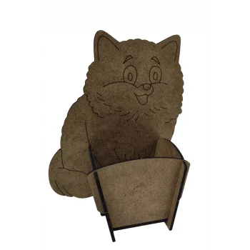 Kedi Kalemlik Ahşap Boyama Seti | Çocuklar İçin Eğlenceli | MDF Hobi ve Atölye