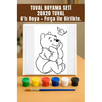 Wendy Pooh 2 Temalı Tuval Seti | Atölye Etkinlik 20x20 Tuval (6’lı Boya + Fırça Dahil)