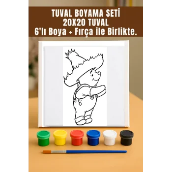 Wendy Pooh | Seti – Desenli Mandala Temalı 20x20 Tuval (6’lı Boya + Fırça Dahil)