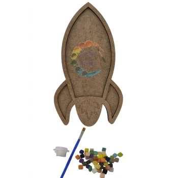 Roket Mozaik Yapma Seti | Çocuk Etkinlik ve Atölye Ürünleri | MDF Mozaik Taş Seti