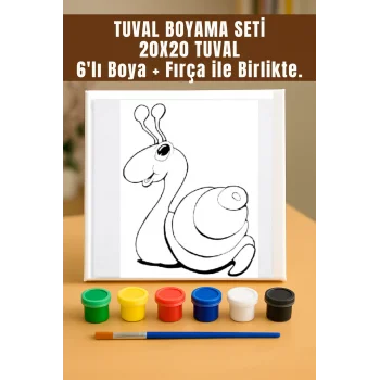 Salyangoz Temalı Tuval Seti | Atölye Etkinlik 20x20 Tuval (6’lı Boya + Fırça Dahil)
