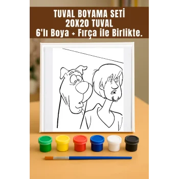 Scobby Doo Temalı Tuval Seti | Atölye Etkinlik 20x20 Tuval (6’lı Boya + Fırça Dahil)