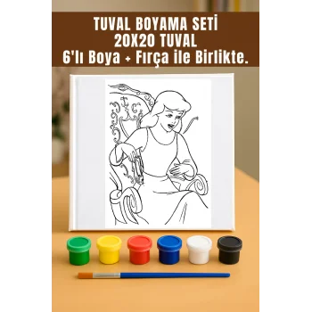 Sinderella 2 Tuval Seti | Atölye Etkinlik 20x20 Tuval (6’lı Boya + Fırça Dahil)