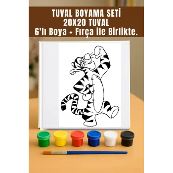 Tiger Tuval Seti | Atölye Etkinlik 20x20 Tuval (6’lı Boya + Fırça Dahil)