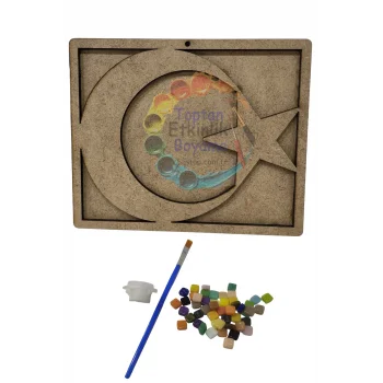 Türk Bayrağı Mozaik Baz + Mozaik Taş Seti – Ay Yıldız Figürlü Eğitici Sanat Etkinliği | Mozaik Çalışması