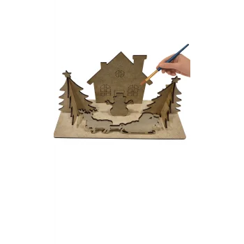 Yılbaşı Evi 2D – MDF Boyama ve Süsleme Seti | Çocuk Etkinlikleri ve Kış Atölyeleri İçin Toptan