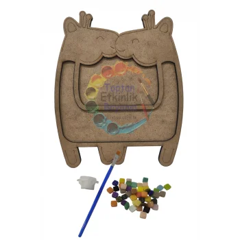 Zürafa Mozaik Yapma Seti Çerçeve | MDF Mozaik Baz | Mozaik Taş Etkinlik Ürünü