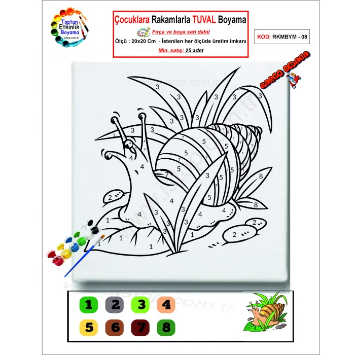 Çocuklara Rakamlarla Tuval Boyama Seti