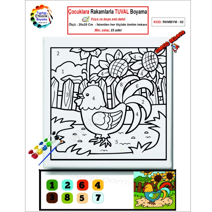 Çocuklara Rakamlarla Tuval Boyama Seti