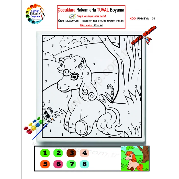 Çocuklara Rakamlarla Tuval Boyama Seti