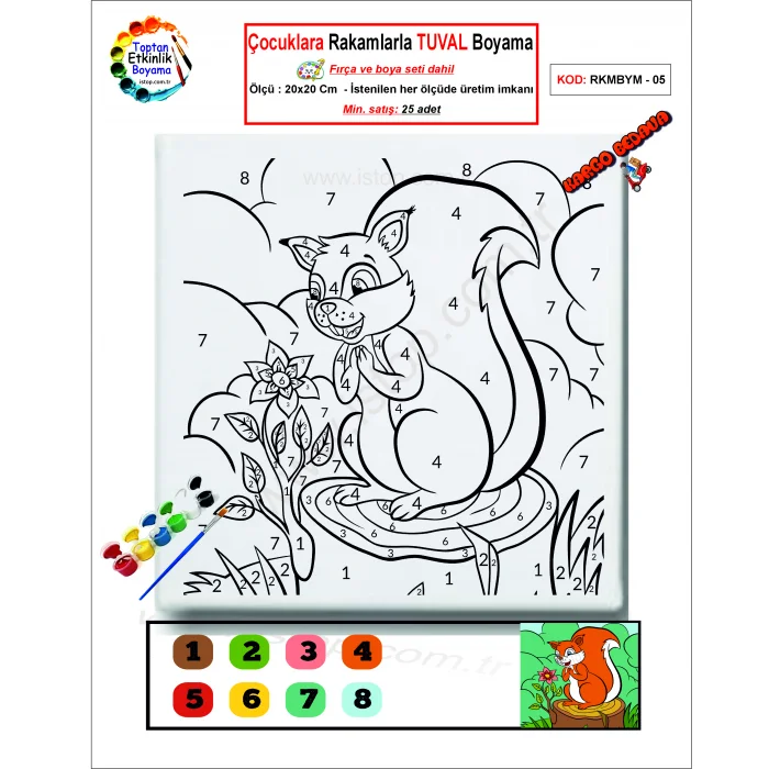 Çocuklara Rakamlarla Tuval Boyama Seti
