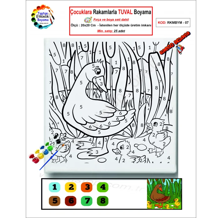 Çocuklara Rakamlarla Tuval Boyama Seti