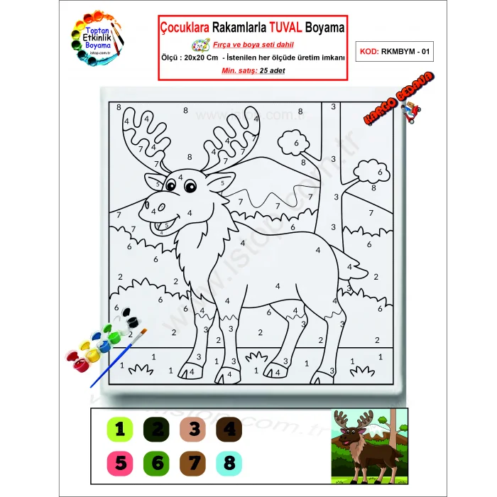 Çocuklara Rakamlarla Tuval Boyama Seti