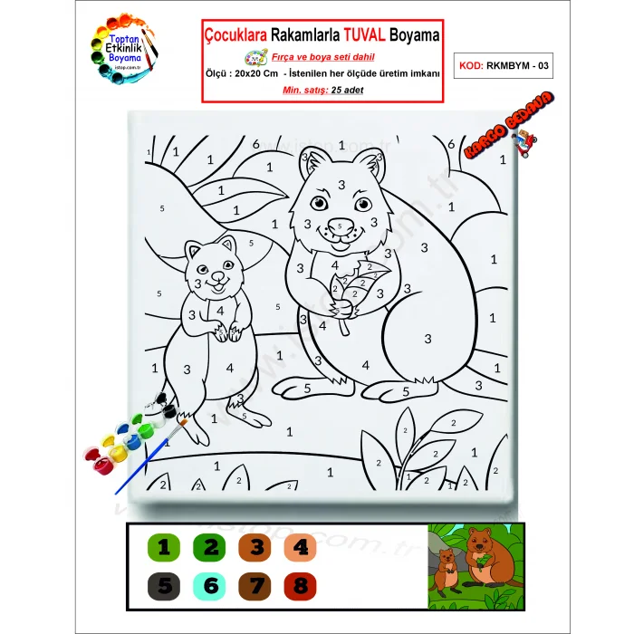 Çocuklara Rakamlarla Tuval Boyama Seti