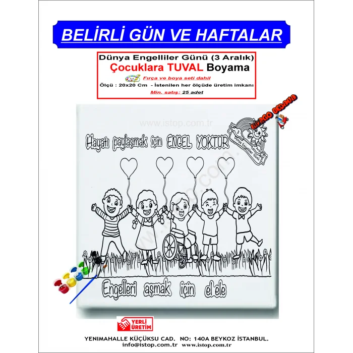 Dünya Engelliler Günü Tuval Boyama Seti - Belirli Gün ve Haftalar İçin Özel Tuval Boyama Setleri