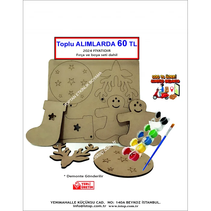 MDF Boyama Seti – Yılbaşı Figürleri - Toptan Ahşap Boyama