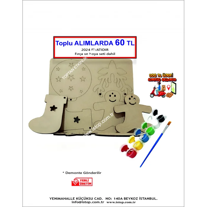 MDF Boyama Seti – Yılbaşı Figürleri - Toptan Ahşap Boyama