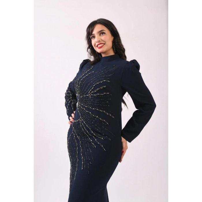 Babilin Yıldızları Krep Abiye - Lacivert