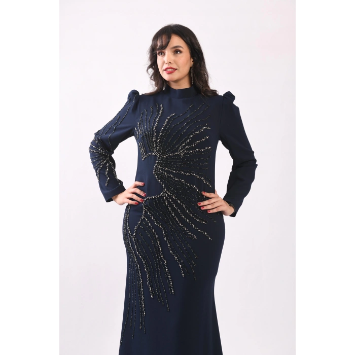 Babilin Yıldızları Krep Abiye - Lacivert