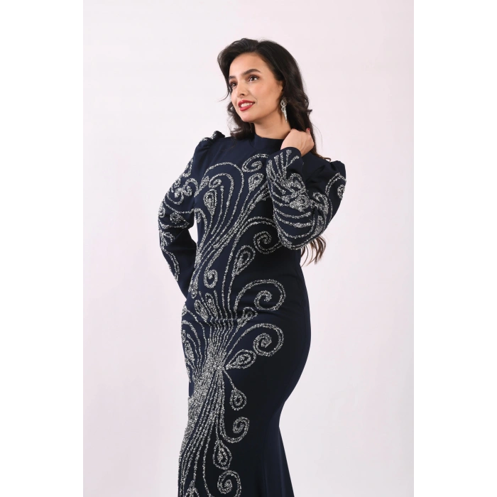 Şelale Işıltısı Abiye - Lacivert