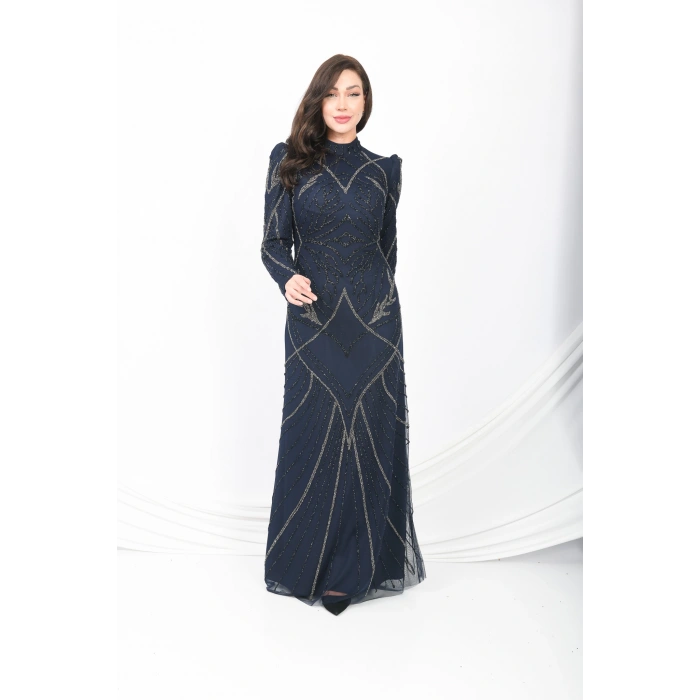 Zarif Tül Abiye - Lacivert