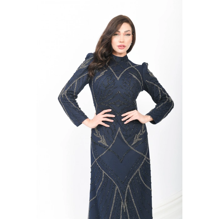 Zarif Tül Abiye - Lacivert