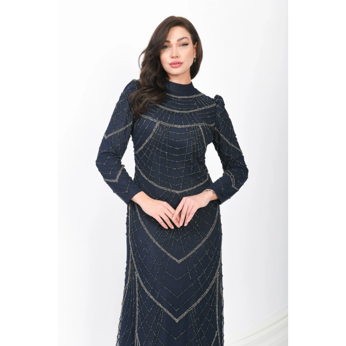 İhtişamın Dansı Likralı Tül Abiye - Siyah