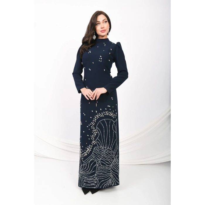 Asil Duruş Krep Abiye - Lacivert