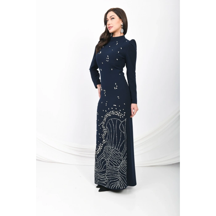 Asil Duruş Krep Abiye - Lacivert