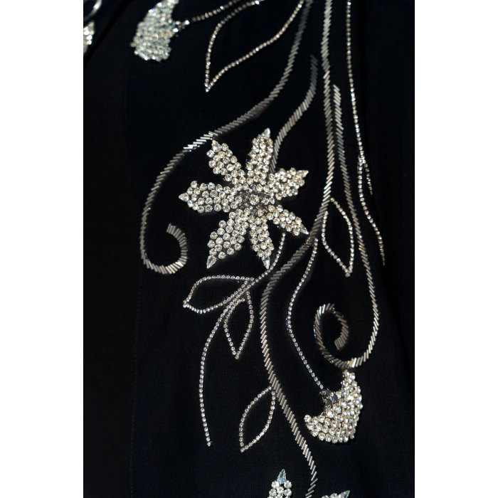 TAŞLI UZUN TESETTÜR ZARİF ABAYA-SİYAH