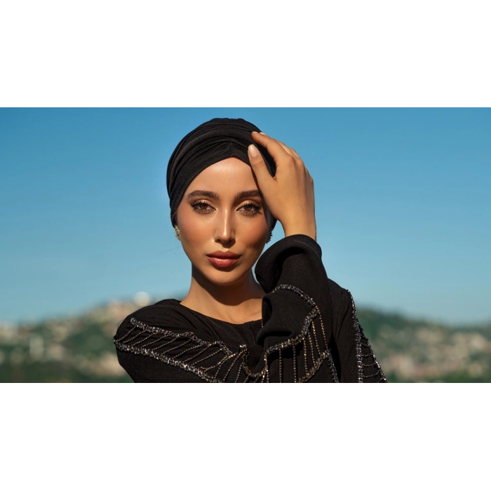 UZUN TAŞLI ZARİF TESETTÜR ABAYA-SİYAH