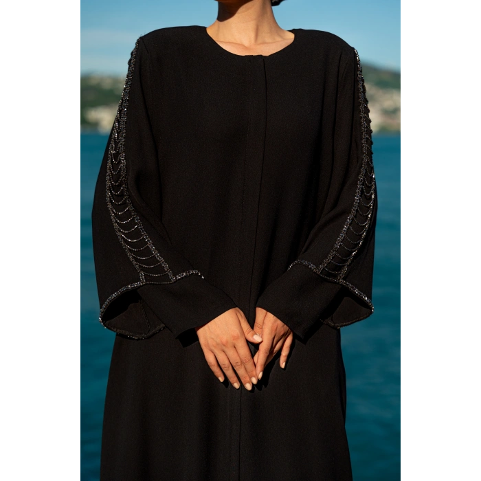UZUN TAŞLI ZARİF TESETTÜR ABAYA-SİYAH