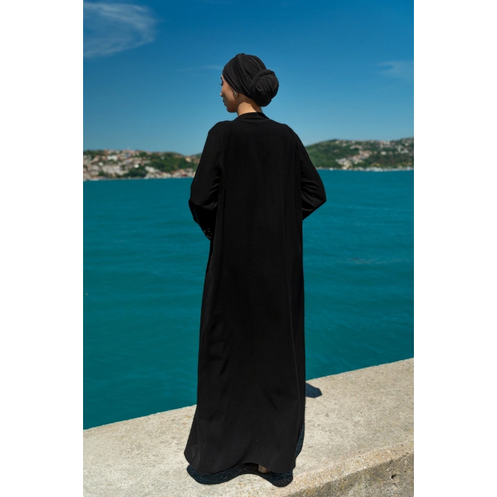 UZUN TAŞLI ZARİF TESETTÜR ABAYA-SİYAH