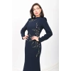Hint İpeği Esintisi Krep Abiye - Lacivert