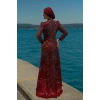 TAŞLI ZARİF TESETTÜR ABİYE - bordo