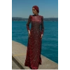 TAŞLI ZARİF TESETTÜR ABİYE - bordo