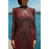 TAŞLI ZARİF TESETTÜR ABİYE - bordo