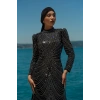 TAŞLI ZARİF TESETTÜR ABİYE - SİYAH