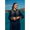 TAŞLI UZUN TESETTÜR ZARİF ABAYA-LACİVERT
