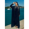 TAŞLI UZUN TESETTÜR ZARİF ABAYA-LACİVERT