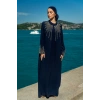 TAŞLI UZUN TESETTÜR ZARİF ABAYA-LACİVERT