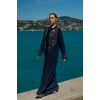 TAŞLI UZUN TESETTÜR ZARİF ABAYA-LACİVERT