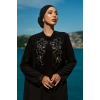 TAŞLI UZUN TESETTÜR ZARİF ABAYA-Siyah