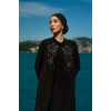 TAŞLI UZUN TESETTÜR ZARİF ABAYA-Siyah