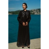TAŞLI UZUN TESETTÜR ZARİF ABAYA-Siyah